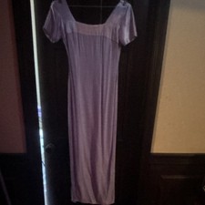 Women's Purple Solid Square Neck Short Sleeve Maxi Long Dress One Size Regular