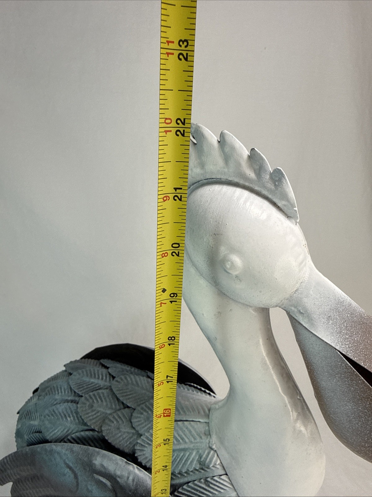 Metal Pelican Statue Yard Art Decor Blue White Unique Sea Bird Art Beach Ocean