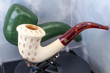 Cleaned- CAO STUNNING Meerschaum Lattice Calabash (with Case) pipe