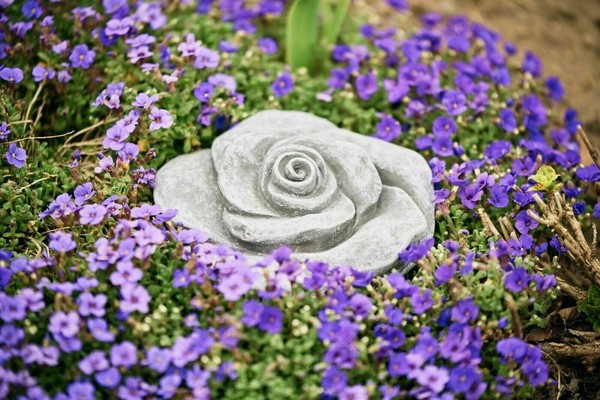 Frostfeste Grosse SteinblüTe RosenblüTe Gartenfigur Steinguss Steinfigur BlüTe-image