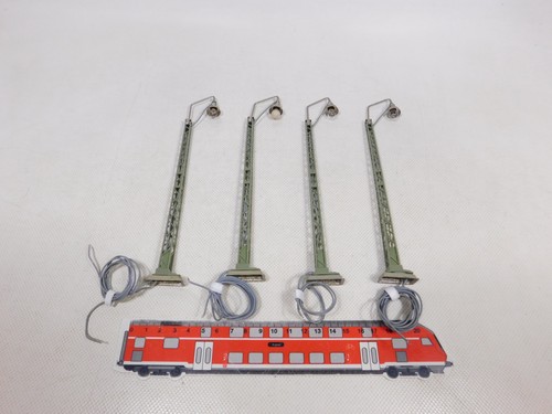 EE711-0, 5 #4x Märklin H0 AC 7046 Streetlight Lamp With Lattice Tower 192 MM