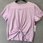 🔥 DKNY • Sport Cotton Stud Logo Pink Knot-Front T-Shirt • Women’s Sz XL $29