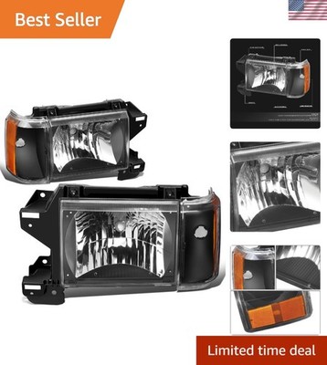 Plug-n-Play 9004 High Beam Headlight Set for Ford Trucks 1987-1991 - Black/Amber