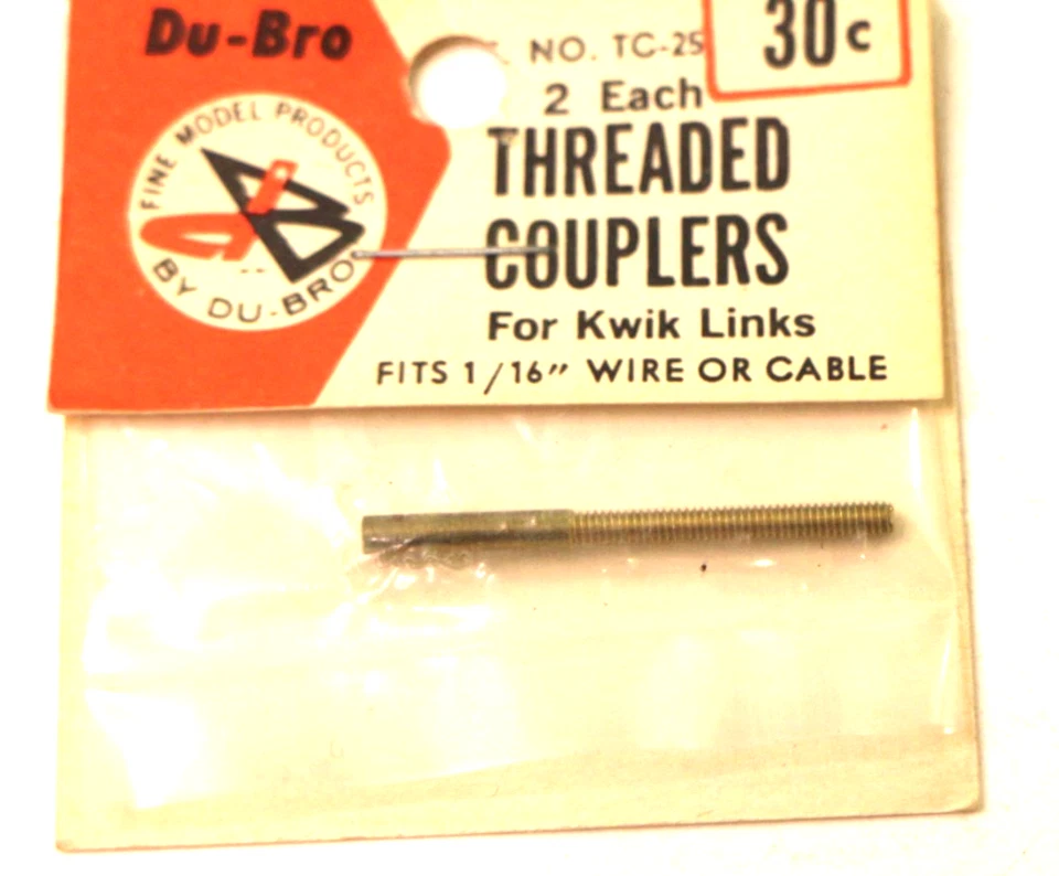 Du-Bro (2) Each Threaded Couplers for Kwik Links 1/16" Wire #TC-25 For R/C New - Image 2 of 3