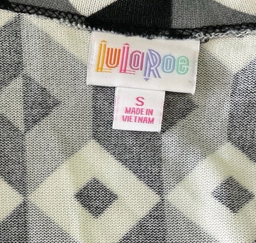 LuLaRoe Womens Cardigan S Black White Gray Geometric Open Front Long Sleeve NWT - Picture 7 of 12