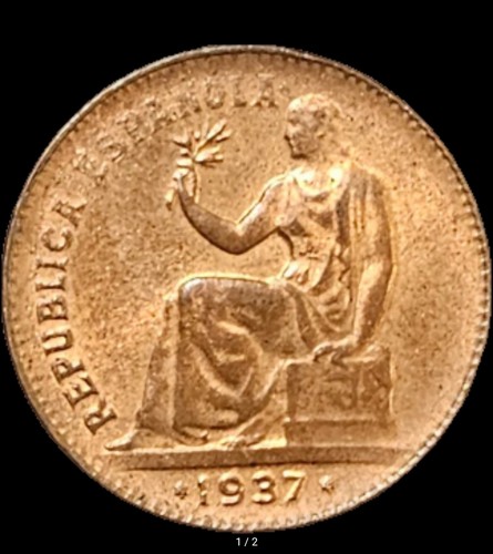 ESPAÑA (República) 50 Céntimos 1937 - Cobre - Imagen 3 de 3