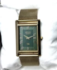 Vintage Refurbished Seiko Slim Tank Green Quartz Japan Men's Wrist Watch