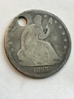 1865-S Seated Liberty Half Dollar Holed Historical Civil War Coin Free Shipping