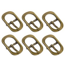 6Pcs 0.59" Single Prong Belt Buckle Oval Center Bar Buckles for Belt, Brass