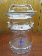 Vintage 9" Land O 'Lakes Glass- American Native Maiden Cream Can Jar  Cookie Jar