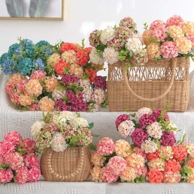 33cm Artificial Hydrangea Bouquet for Elegant Home Wedding Decorations