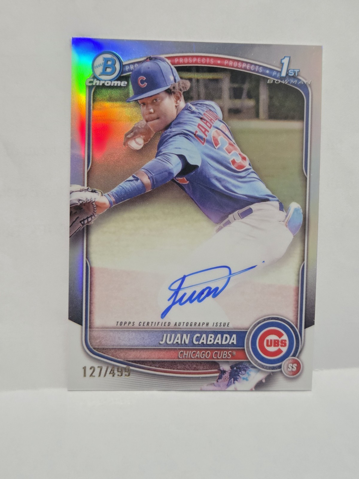 2025 Bowman Chrome Juan Cabada Prospect Refractor Auto /499 #CPA-JC (RC, AU) view 1
