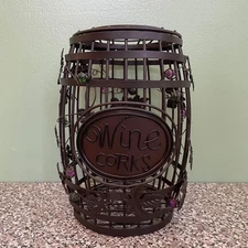 EPIC Metal Wine Barrel Cork Holder Dark Bronze w/ Leaves and Beads