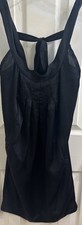 MICHAEL MICHAEL KORS (XS) Black Satin Bubble Slip Dress Pleated Tie Up Pockets