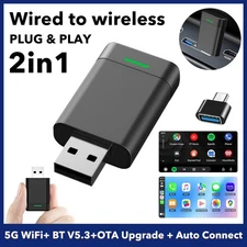 Mini Wireless CarPlay Adapter for Apple Plug Play Low Latency Converts Wired US