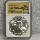 U.S. Mint 2016 American Silver Eagle $1 1 oz .999 NGC Gem Unc 8698751-038