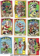 TOPPS WACKY PACKAGES OLD SCHOOL 4 COMPLETE BASEBALL SET 9 CARDS BLUE WEAKIES