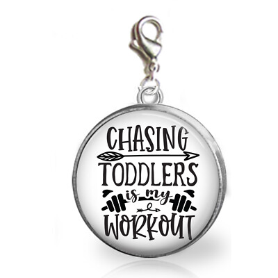 Chasing Toddles Is My Workout Charm Mom Day Care Worker Gift Photo Jewelry