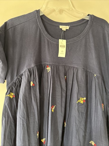 NWT Anthropologie Pilcro Short Sleeve T Shirt Maxi Dress Floral Pleated Blue MP - Picture 6 of 9