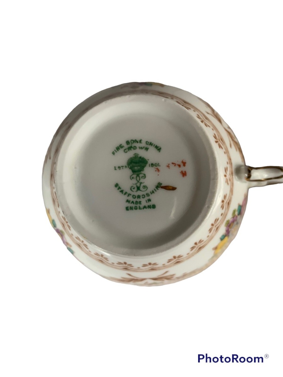 Crown Staffordshire Teacup & Saucer Set F-15744-Fine Bone China