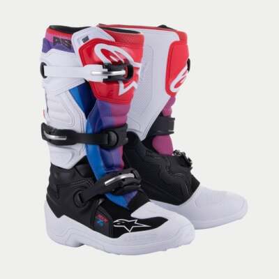Alpinestars YOUTH Tech 7S MX Motocross Stiefel (schwarz, weiß, Rainbow)