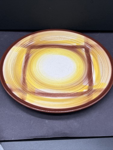 Vernonware ORGANDIE Dinner Plate + Bread Plate Brown Yellow Vernon Kilns VTG - Picture 6 of 11