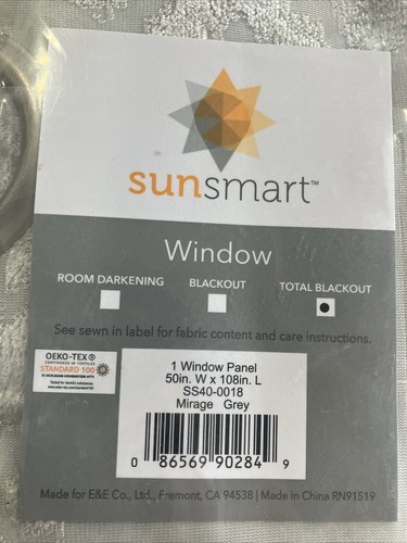 SunSmart Mirage Grey 50″ x 108″ Total Blackout Curtain Panel - Picture 2 of 5