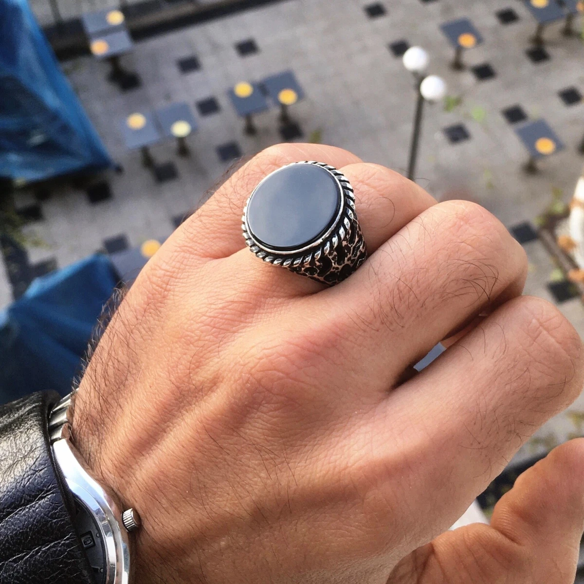 Statement mens onyx rings sale
