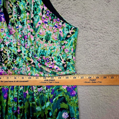 En Focus Studio Maxi Dress Womens 10 Green Keyhole Draped Floral Boho Parisian - Picture 10 of 14