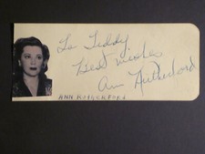 ANN RUTHERFORD & RICHARD TRAVIS SIGNATURES  FROM A 1940's AUTOGRAPH ALBUM
