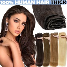 Luxury 170g Double Weft Real Remy Human Hair Extensions Clip In Full Head THICK