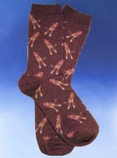 NWT Sock Monkey Socks on Brown Background Women's Novelty Socks