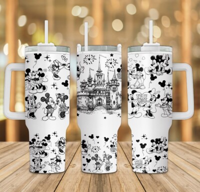 Handmade 40oz Stainless Steel Tumbler -Valentine~Heart~Mickey Mouse~Love~Gift