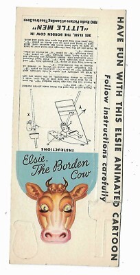 1940 Mechanical Cartoon Card Elsie Borden Cow Little Men RKO Radio Picture