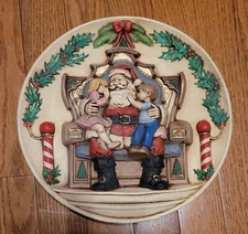 VINTAGE 1970s BYRON MOLDS "Boy,  Girl & Santa" WALL ART PLATE