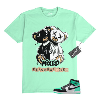 1 Green Glow Black White Mint Dunk Air Force T Shirt to Match MIXED Jordan