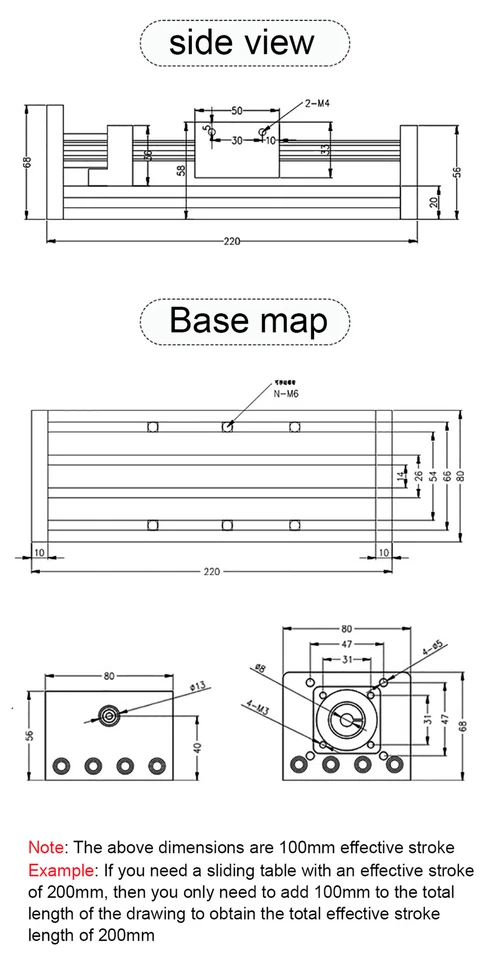 Mesa deslizante de movimiento de riel lineal con tornillo de bola de 100 mm-300 mm con motor paso a paso 57Nema Foto 2 de 4