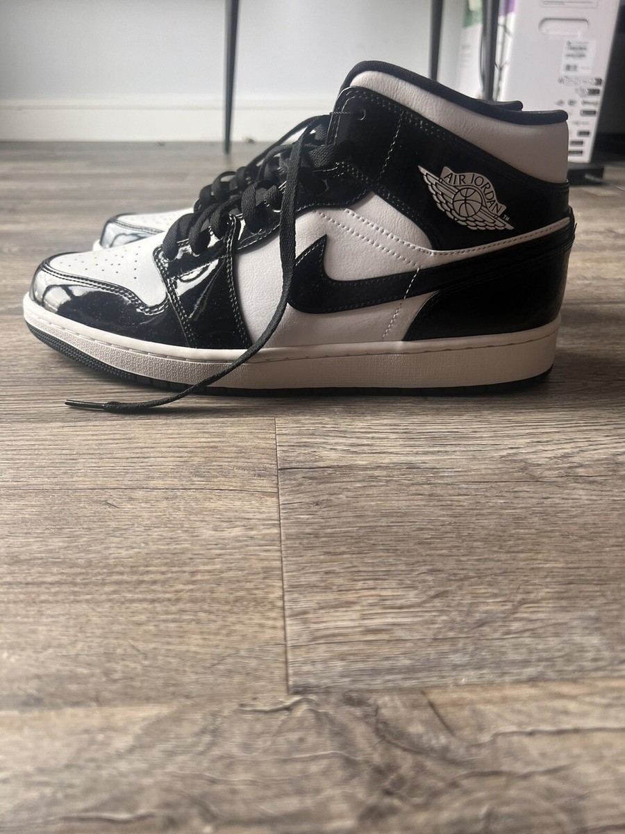 black and white jordans shiny