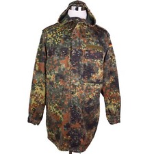 German Bundeswehr Flecktarn Camo Military Parka Jacket GR13 XL Tall Hood