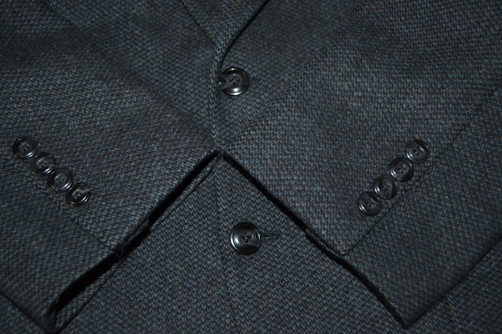 Vintage Burberry Men's Dark Blue Tweed 2 Front Button Sports Coat Sz 42 thumbnail 6