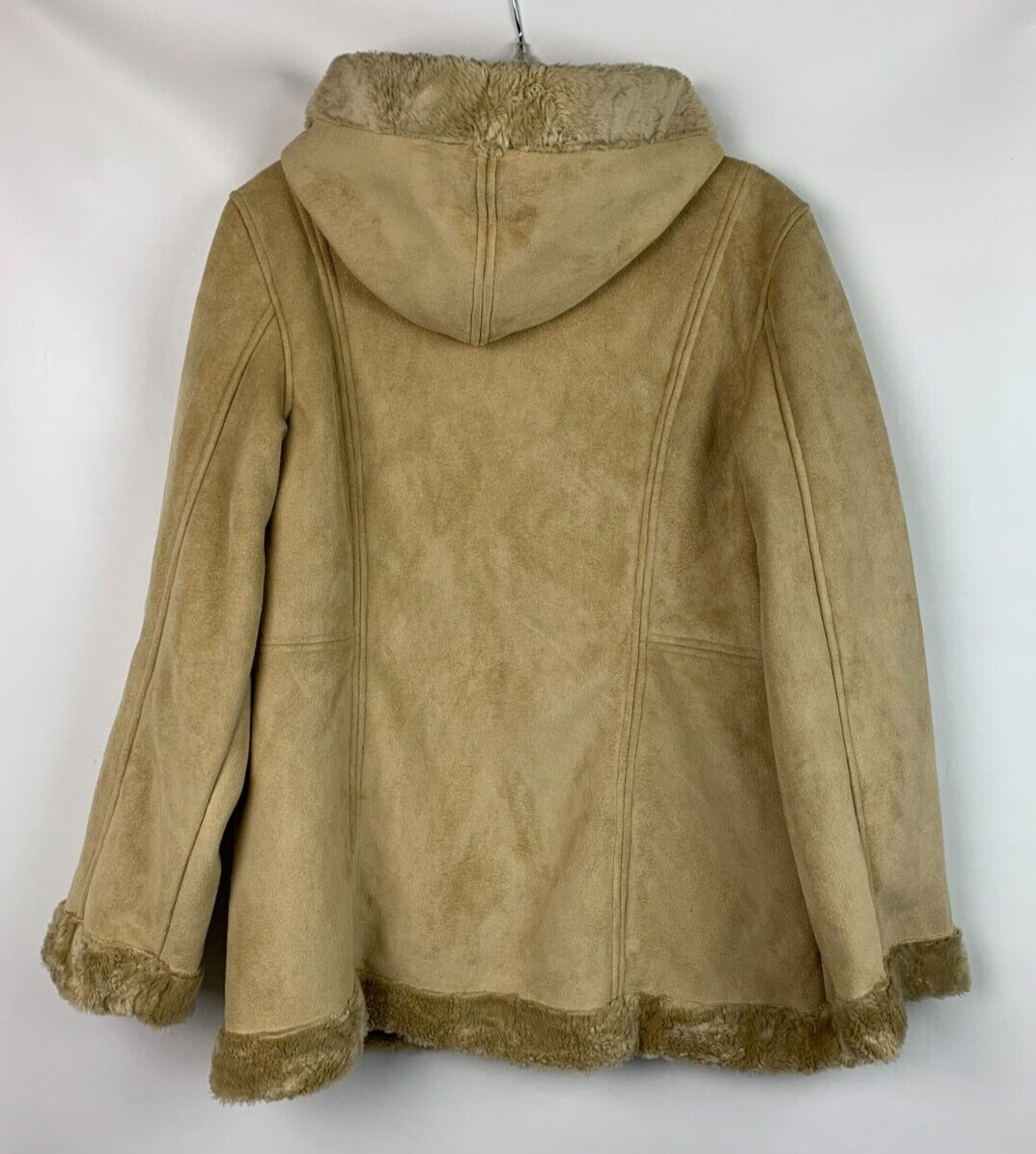 FU DA New York Jacket Tan Faux Suede Hood Zip Pockets Faux FU DA New York Jacket Tan Faux Suede Hood Zip Pockets Faux