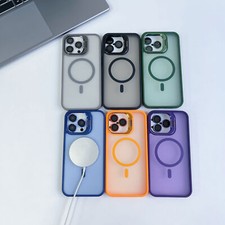 For iPhone 16 Pro Max 15 14 13 12Magnetic Translucent Stand Phone Case Lens Film