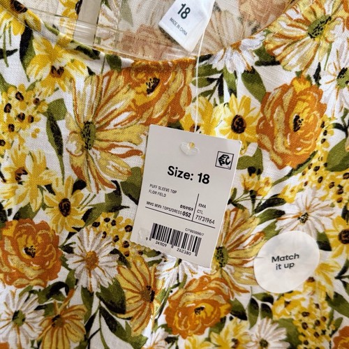 Anko Kmart Womens Top Blouse Size 18 Short Sleeve Floral Pattern Yellow NEW - Picture 6 of 10