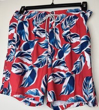 Tommy Bahama Mens Large Naples Harbor Leaves Red Swim Shorts Board Trunks NWT