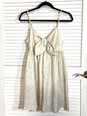 TCEC Beige Gold Babydoll Sun Dress Women s Medium NWT