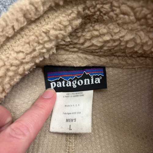 VTG Patagonia Retro-X Fleece Jacket Men’s L Made in USA BMT Beige Navy Deep Pile - Picture 4 of 10