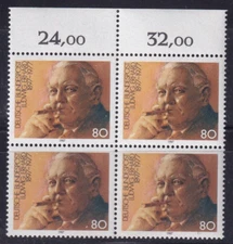 Bundesrepublik MNH ** 1308 SC 1498 Ludwig Erhard block of 4