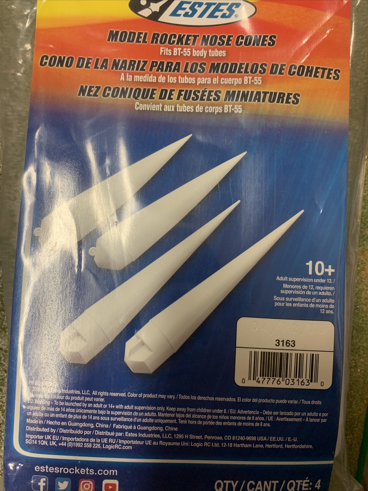 Estes Rockets 3163 Nc-55 Nose Cone 4pk for sale online | eBay