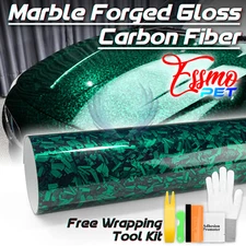 ESSMO PET Marble Forged Gloss Carbon Fiber Emerald Green Car Vinyl Wrap Decal