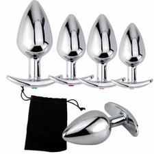 S/M/L Set Sex Toy For Women Men Couples Metal Jewel Anal Butt Plug STAINLESS New